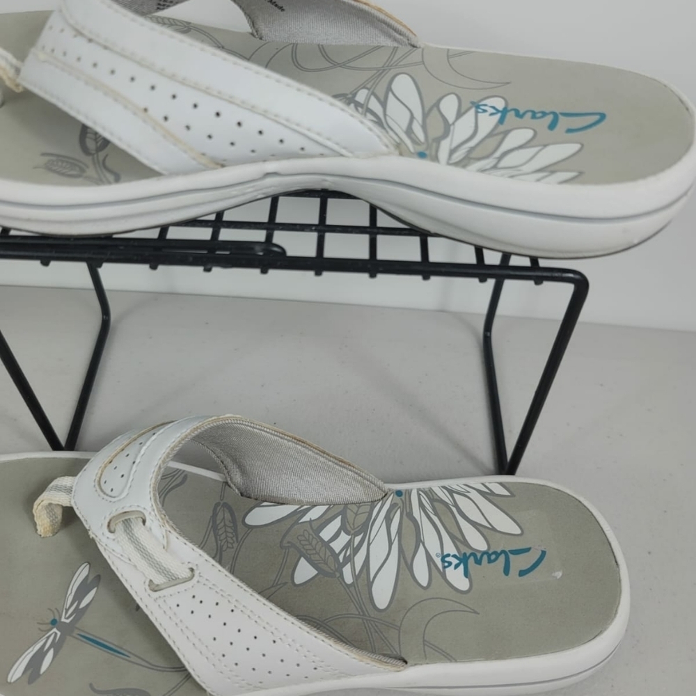 Clarks Woman's Flip flops Sandals white Slice Sandals Sz 6M - Picture 5 of 7
